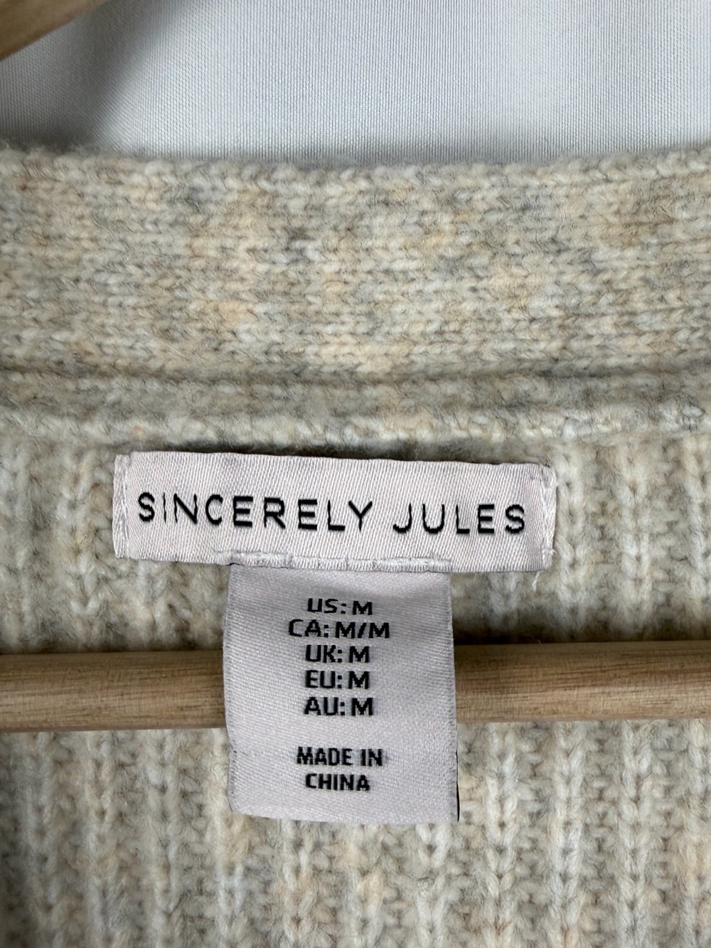 Sincerely Jules Neutral Cream Button-Up V-Neck Cardigan - Picture 3 of 7